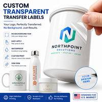 Étiquettes de transfert transparentes personnalisées, autocollants en vinyle imperméables, impression UV de logo pour bouteilles, tasses, bocaux, emballages OEM ODM