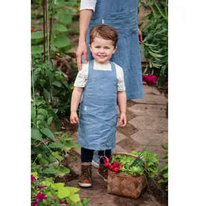 Meita Home Verstellbare Küche benutzer definierte Logo Grill Denim Leinen Schürze Mutter und Kinder Kind Garten Schürze