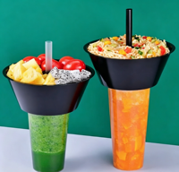 Populaire 2-en-1 500ml 700ml Porte-gobelets en plastique pour collations et boissons, idéal pour poulet frit, hot pot et fêtes en stade - Vente chaude