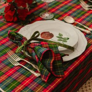 Luxury Classic Christmas <strong>Tartan</strong> Plaid Cotton Linen <strong>Napkins</strong> Easy to Clean Holiday Check Cloth <strong>Napkins</strong> for Xmas Winter Table Decor - Product Image 5