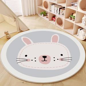 Tapis rond mignon en forme de mouton de dessin animé pour chambre d'enfant, tapis de sol doux antidérapant pour chambre à coucher, zone de jeu, diamètre 120 cm, facile à nettoyer, lavage localisé - Product Image 4