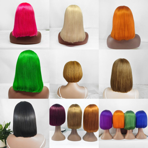 Perruque Lace Front Courte Bob Colorée avec Mèches, <span class=keywords><strong>Cheveux</strong></span> Remy Double Drawn, <span class=keywords><strong>Frange</strong></span> Latérale, pour Femme, Usage Quotidien - Product Image 6