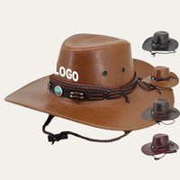 Vente en gros Chapeaux classiques ethniques avec boucle en cuir pour filles Chapeaux de cow-boy en cuir PU Fabricant d'accessoires pour hommes et femmes