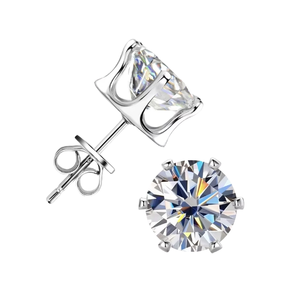 Classic 4-Prong Moissanite <b>Stud</b> Earrings 0.1-4ct White Gold 925 Sterling <b>Silver</b> VVS Mossanite Diamond for Men and Women" - Product Image 1
