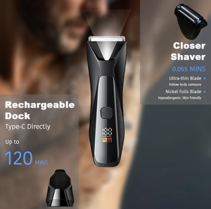 2025 <span class=keywords><strong>mejor</strong></span> 2 en 1 recortador de <span class=keywords><strong>barba</strong></span> <span class=keywords><strong>y</strong></span> <span class=keywords><strong>cuerpo</strong></span> para hombres IPX7 impermeable eléctrico ingle recortador de pelo afeitadora de lámina USB hombres afeitadora corporal - Product Image 4