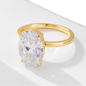 Bague de fiançailles et de mariage en argent sterling S925 de haute qualité, zircon ovale 8*12mm, plaqué rhodium et or, bijoux fins, cadeau - Product Image 2