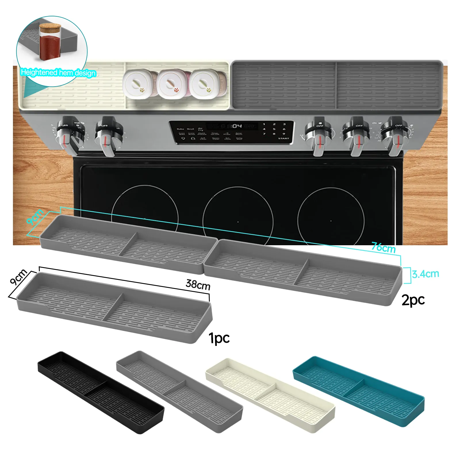 Silicone Stove Top Magnetic Shelf, Kitchen Organizer Over The Stove Spice Rack Magnetic Over Oven Organizer Shelf