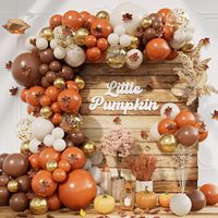 Perlengkapan Dekorasi Balon Lengkung Ramah Lingkungan untuk Dalam Ruangan, Balon Lateks Oranye Cokelat Putih, Daun Maple, untuk Pesta Thanksgiving dan Panen Musim Gugur