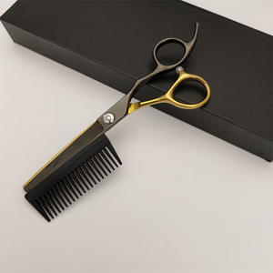 Tijeras Profesionales para Cabello JJ con Peine, Hoja Afilada de Acero Inoxidable, Mango Largo de 62 mm, para Peluquería - Product Image 3
