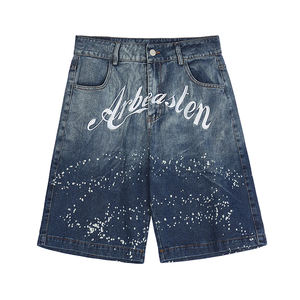 Shorts Masculinos com Logo Bordado Personalizado de Alta Qualidade com Tinta, Shorts Jeans Masculinos de Corte Reto e Solto Estilo de Rua da Moda - Product Image 3