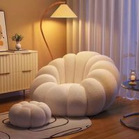Fauteuil inclinable individuel en fausse fourrure d'agneau, couleur crème, style citrouille, moderne et ergonomique, pour la maison, le bureau et le salon