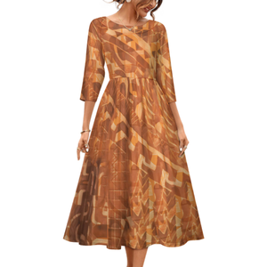 Quanzhou Polynesian Elei部族デザインカスタム卸売価格ビジネスカジュアル女性長袖プリーツドレス - Product Image 4