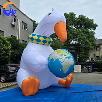 Modèle de canard gonflable géant publicitaire multicolore, ballon animal de 3,6 m de haut en tissu Oxford avec ventilateur intégré, durable et facile à installer