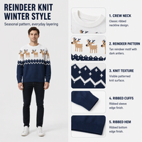 Pulls de Noël FNJIA pour la famille, en tricot jacquard motif rennes, assortis pour hommes, femmes et enfants, tenue de fête, en stock, personnalisable OEM