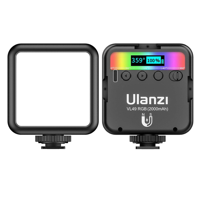 Ulanzi VL49 RGB Video Lights Mini LED Camera Light 2000mAh Rechargeable LED Panel Lamp Photo Video Lighting for Youtube Tik Tok