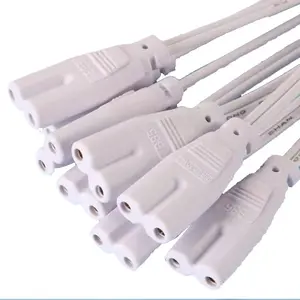 Wholesale T5T8 LED lamp support connection line 8.5mm hole distance 2 core 0.5 mm2 8 Tail plug power cord