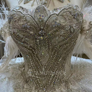 Robes de mariée de luxe, robes de bal de mariée à col cœur, dos nu orné de strass, robe de mariée Vestidos De Novia Lsjj81 - Product Image 4