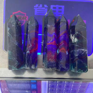 Torre de Fluorita Rosa Negra Fluorescente de Alta Calidad al por Mayor, Varita de Cristal Reactiva a los Rayos UV para Decoración del Hogar y Adorno - Product Image 3