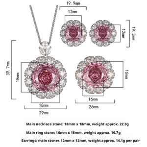 Ensemble de bijoux pour femmes en cuivre écologique, vente en gros, zircone cubique taillée en forme de rose séchée 18-16 mm, ensemble élégant de haute qualité assorti - Product Image 2
