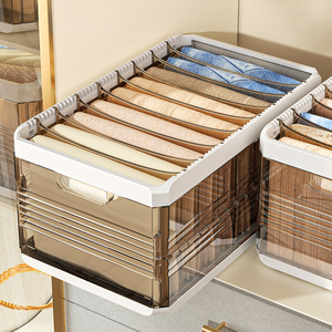 Clothing Organizer Pants <b>Storage</b> Box Rectangle Transparent <b>Drawer</b> Wardrobe Home Use - Product Image 1