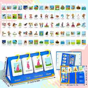Juguete Educativo para el Aula y el Hogar, Preescolar, Jardín de Infancia, Terapia del Habla, Aprendizaje de Lectura para Niños, Juego de Construcción de Frases 'Qué'/ 'Dónde' con Tarjetas - Product Image 6