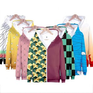Sudadera con Capucha de Anime Demon Slayer Kimetsu No Yaiba, Disfraz de Cosplay para Hombre, Ropa Tejida con Cierre y Patrón Sólido para Otoño - Product Image 1