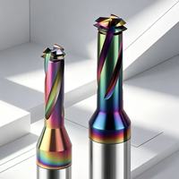 CUFFNOD Fraise à fileter métrique à 60 degrés en carbure de tungstène, revêtement DLC arc-en-ciel, droite, HRC55/HRC60, pour usinage CNC