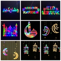 Ornements muraux suspendus à LED sur le thème de l'islamisme arabe, lettres décoratives Ramadan Kareem Eid Mubarak, lumières