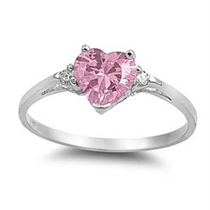 Anello con Gemma Taglio Cuore T0013 in Argento 925 con Montatura a Griffe, Anello di Fidanzamento da Donna - Product Image 2