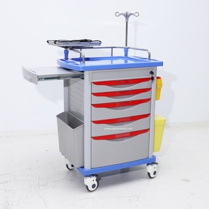 รถเข็นผู้ป่วยฉุกเฉินทำจากสแตนเลสแบบมีลิ้นชักขั้นตอนการดูแลทางการแพทย์สำหรับโรงพยาบาล - Product Image 4