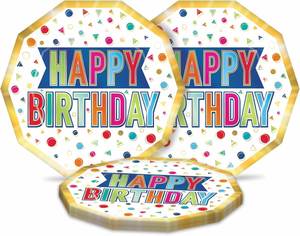 Disposable Hexagon Paper <b>Plates</b> Modern Kids Birthday Party Supplies-9 X 8 Inches for Appetizer Lunch Dinner Dessert - Product Image 1
