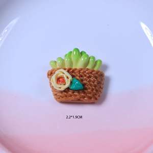 Vente en gros de breloques en résine panier de fleurs succulentes breloques minces boucles d'oreilles bricolage coque de téléphone décoration pendentif épingle à cheveux peut ajouter un crochet - Product Image 5