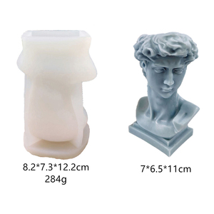 Irrégulier 3D facile Fine classique Religion tête <span class=keywords><strong>de</strong></span> David Statue forme Silicone moule pour bricolage ciment résine fleur Vase bougeoir - Product Image 2