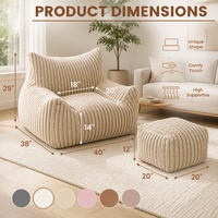 Fauteuil pouf géant en peluche avec rembourrage en mousse à mémoire de forme, design moderne pour adultes et enfants - Un siège avec accoudoirs pour salon