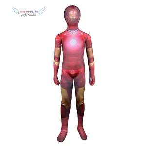 Grosir anak kostum iron man-Anak Super Hero Tony Iron Man Bercahaya Anak-anak Semua Termasuk Film Halloween Gambar Panggung Onesie