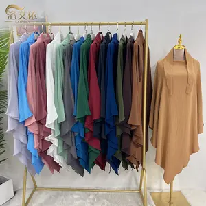 Couverture complète instantanée tête longue khimar hijab crep écharpe 2 pièces Turquie Jazz Crêpe Khimar