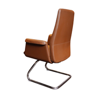 Chaises de bureau en cuir véritable brun de style moderne pour les salles de conférence et les réunions, sans roulettes