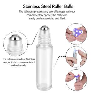 5ml <b>10ml</b> Essential Oil Roll on Clear Glass <b>Bottle</b> Metal Roller and Silver Cap - Product Image 4