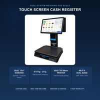 Caisse enregistreuse, terminal de point de vente, système tout-en-un, double écran, écran tactile capacitif 15,6 pouces, balance intégrée, imprimante intégrée
