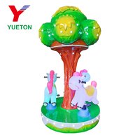 Taman anak-anak Beli hiburan hiburan listrik kecil Merry Go bulat 3 kursi Mini Fairground wahana korsel kecil kuda untuk dijual