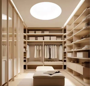 Armoire moderne en bois blanc, éclairage de placard, meubles de chambre à coucher personnalisés de style luxe, armoire de chevet Guangdong - Product Image 3