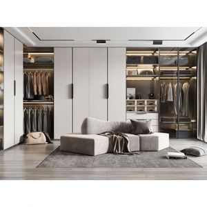 Ensemble de meubles de garde-robe sur mesure de style italien, pour la maison, l'hôtel, la chambre à coucher, porte en verre, garde-robe en bois, dressing - Product Image 5