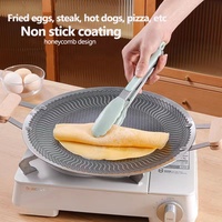 Panci pemanggang 316 baja tahan karat tiga 34cm dengan dua pegangan dengan sarang lebah antilengket wajan Griddle lebih tahan lama
