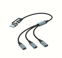 Adaptador 4 en 1 con Doble USB Tipo-C Hembra + Tipo-C Hembra, Carga Rápida PD, Transferencia de Datos, Base de Conexión para PC, Unidad Flash USB