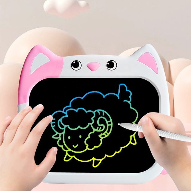Cat Cartoon Portronics Tablet 10 Inch Kids Lcd Writing Tablet for Children with Battery