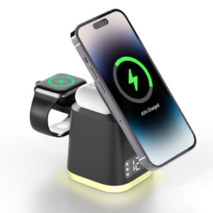 15W Foldable Multi Device Fast Charging Station With <b>Digital</b> Alarm <b>Clock</b> & Adjustable Ambient Night Light For Smartphone - Product Image 3