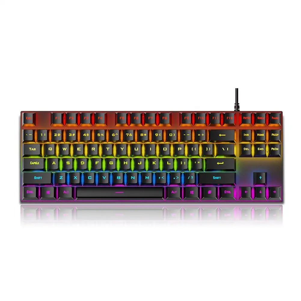 Игровая механическая клавиатура T18, мини-клавиатура со светящимся RGB подсветкой, 87 клавиш, USB, проводная игровая клавиатура с поддержкой Windows Mac