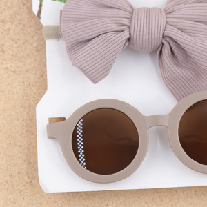 Go Party – lunettes de soleil rondes pour enfants avec bandeaux en Nylon côtelé en coton pour bébés filles, nœuds de lunettes de soleil Uv 400, bandeaux pour tout-petits, 2 pièces/ensemble - Product Image 5