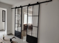 Porte de grange en acier, fabricant sur mesure, fenêtres en acier Corten, style français moderne, cadre fin, rupture de pont thermique 5mm+12A+5mm