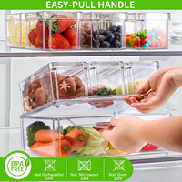 Boîtes de rangement pour réfrigérateur en PET transparentes, robustes, empilables et pratiques avec couvercles pour fruits et aliments de cuisine afin de maximiser l'espace du réfrigérateur